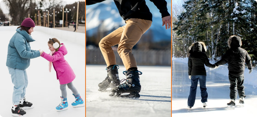 Катание детей и родителей на коньках